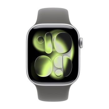 Apple Watch Series 11, 42 mm, Silver Aluminum Stone Gray Sport Band S/M